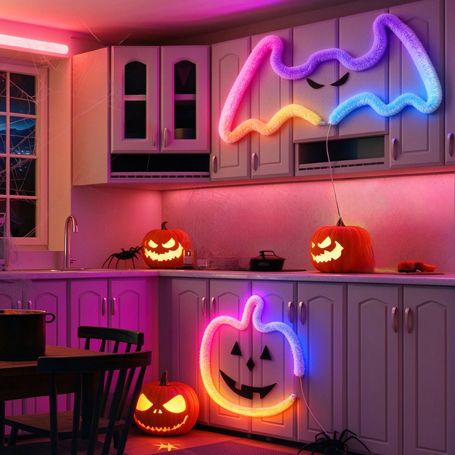 360° Round RGB Plush Neon Strip, Rainbow Running Chasing LED Neon Tube, Flexible DIY Light for Bedroom Indoor Decoration