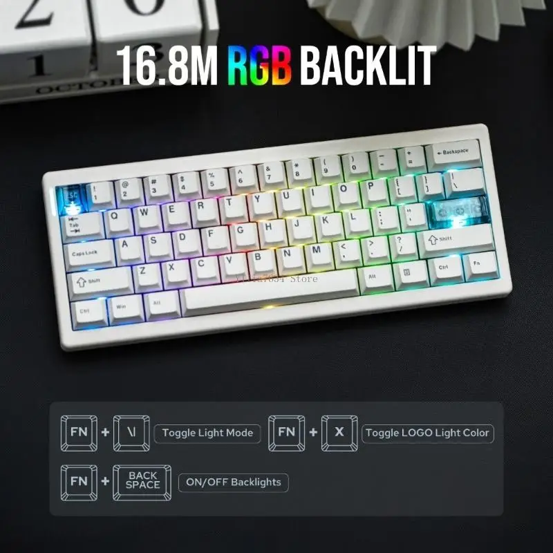

QK61 V2 Gaming Keyboard with 60 Percent Layout Hot Swappable and 3000mAh Long Time Use Battery with Backlight