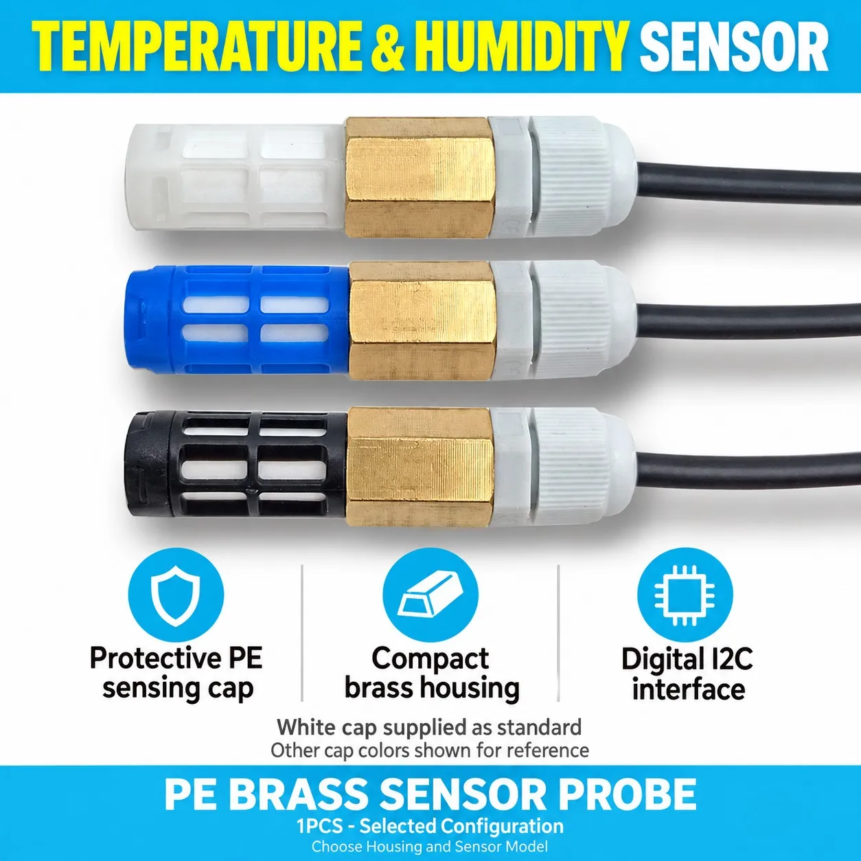 1PCS SHT20 SHT30 SHT31 SHT35 SHT40 SHT41 SHT45 SHTC3 Temperature Humidity Sensor Probe PE Metal I2C SHT10-11 Replacement Module