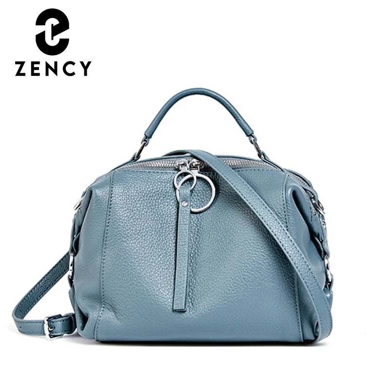 Zency Women Genuine Leather Handbag Fashion Simple Shoulder Bag Large Capacity Crossbody Top Handle Bag Medium Size For Daily