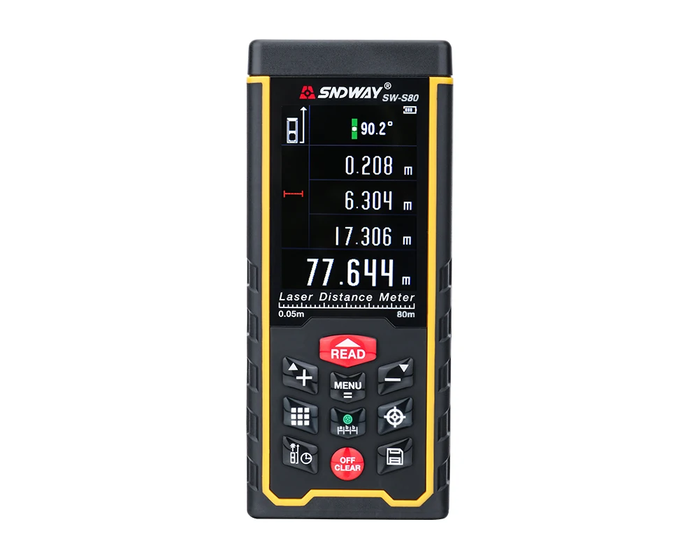 SNDWAY SW-S80 misuratore di distanza Laser digitale fotocamera ricarica USB telemetro portatile con schermo colorato telemetro
