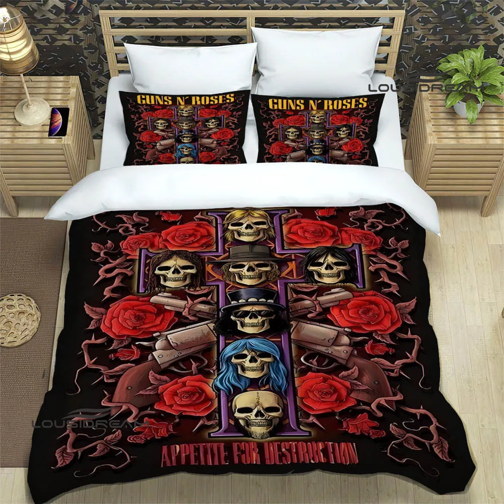 Guns n\'roses band retro Bedding Sets exquisite bed supplies set duvet cover bed comforter set bedding set luxury birthday gift