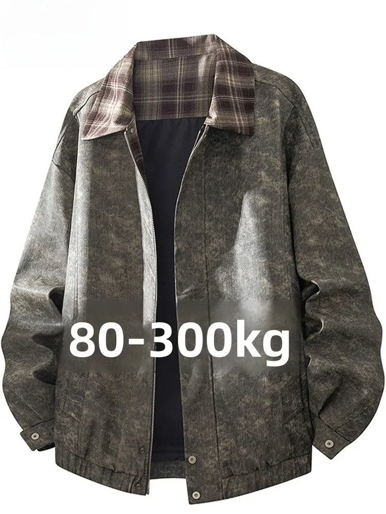 

MoChao American Sle повседневная кожаная куртка мужская весна осень новая свободная универсальная куртка с воротником в стиле ретро большой размер из искусственной кожи