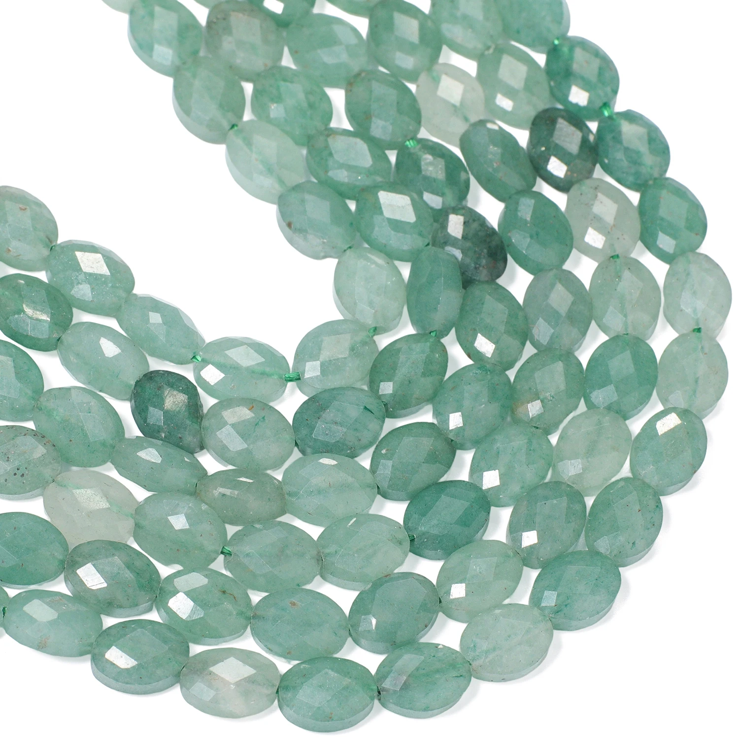 Natürliche Grüne Aventurin-Steinperlen 6x8mm Flache Ovale Form Facettierte Perlen für Schmuckherstellung DIY Armbänder Zubehör