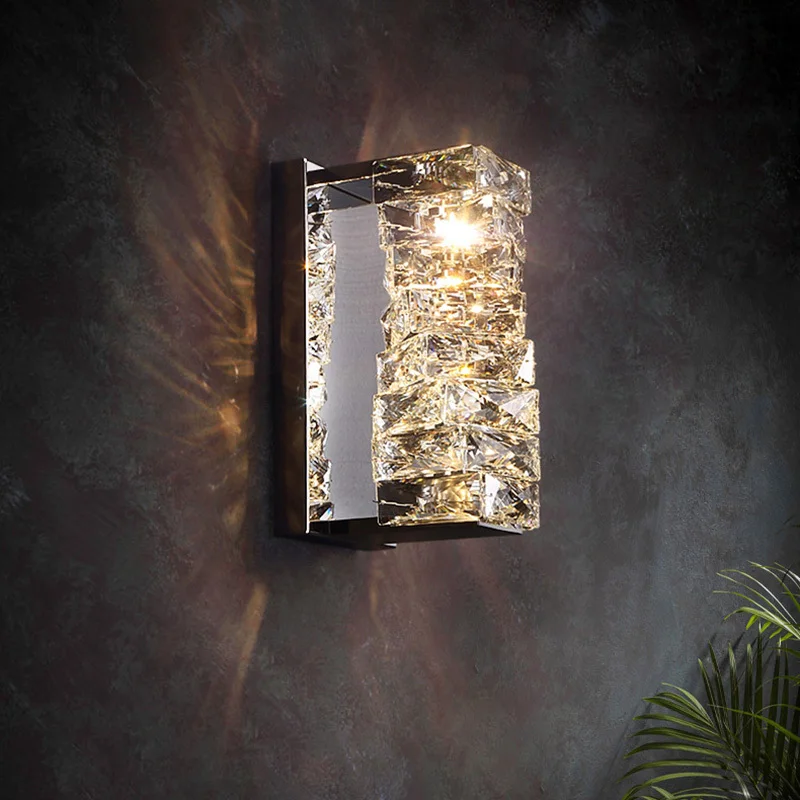 Modern New Designer Crystal Wall Sconce For Bedside Bathroom Corridor Aisle TV Background Lamp Home Decor Lighting Fixture