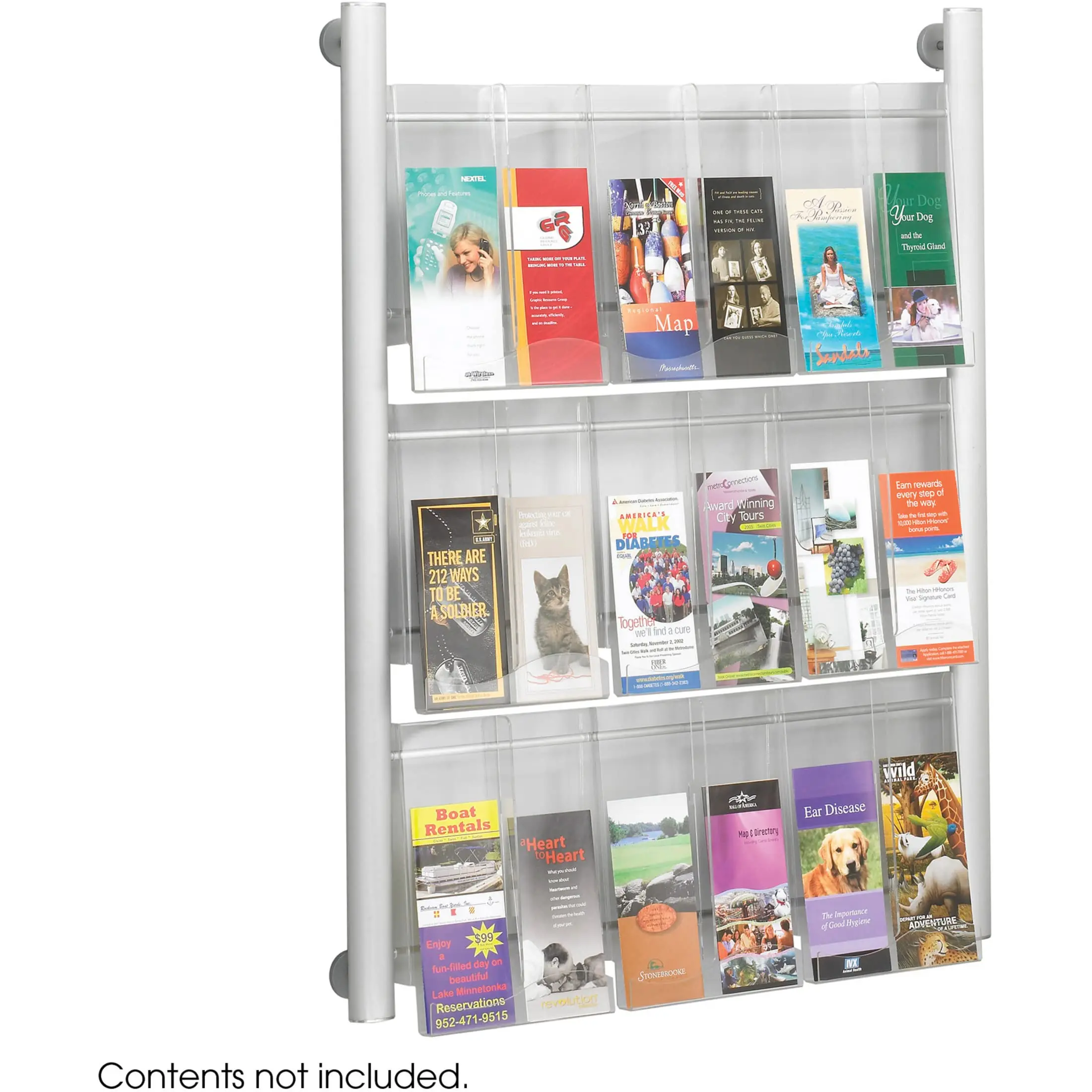 Products 4134SL Luxe Magazine Rack, 9 Pocket, Silver