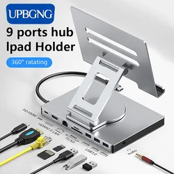Phone/tablet Rotating Bracket Expansion Dock for Samsung Galaxy Tab S10 S9 Plus Ultra 4-14Inch Ipad Tablet Stand 4k60hz USB 3.2