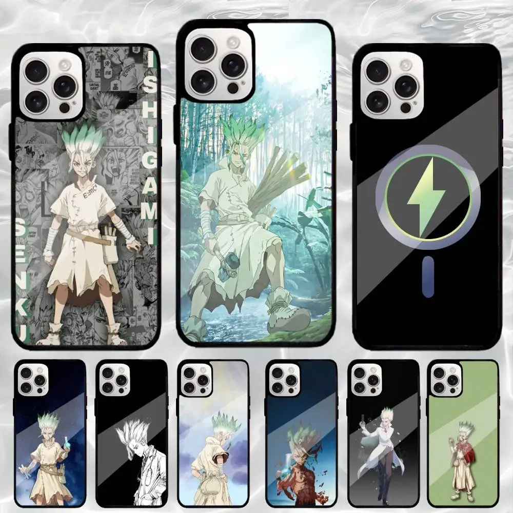 

Dr S-STONE Senku Ishigami Phone Case For iPhone17,16,15,14,13,12,11 Plus,Pro Max Magnetic For Magsafe Wireless Charging