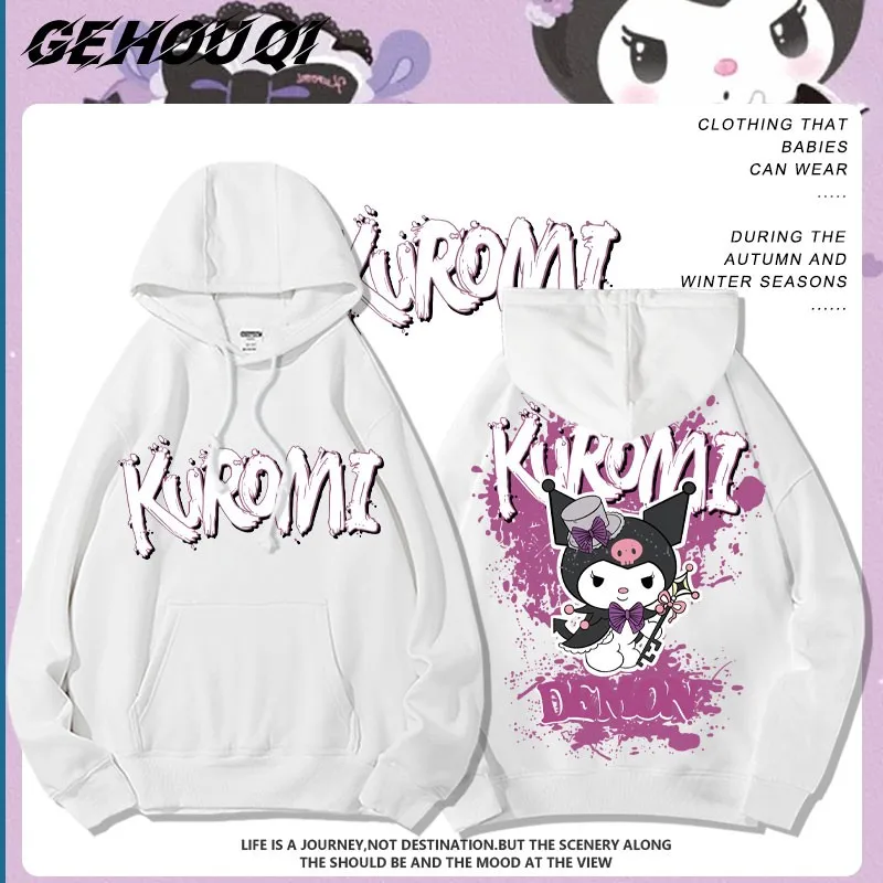 

Kulomi Joint Hoodie Woman Small Cute Sanrio Print Hooded Coat Age Reduction Girl Trend Clothes