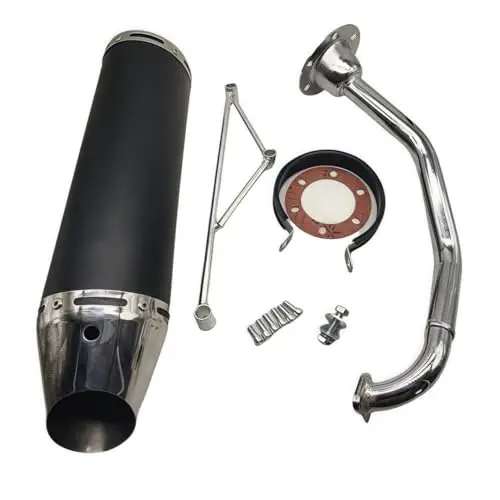 

High-Performance GY6 150cc Exhaust System Including Header, Muffler, And Mounting Hardware For Scooters And Off-Road Bikes