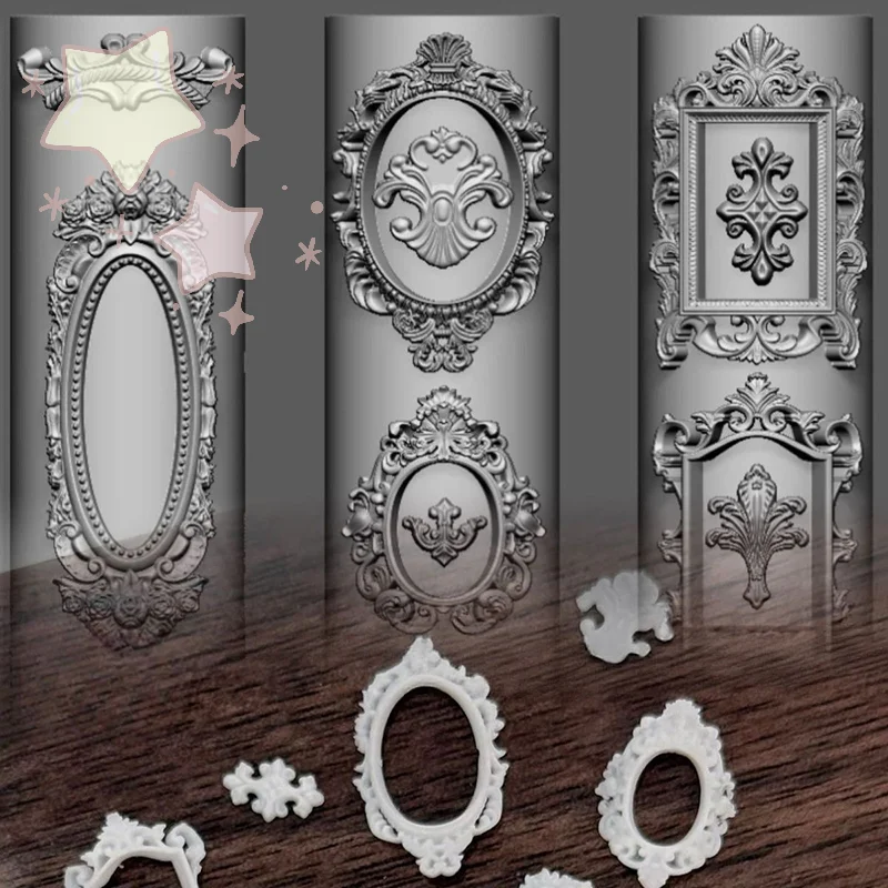 Europese retro fotolijst vorm siliconen nagel mal nagel stempelen nagels voor doe-het-zelf nagelsalon ontwerp stereoscopische manicure art tool