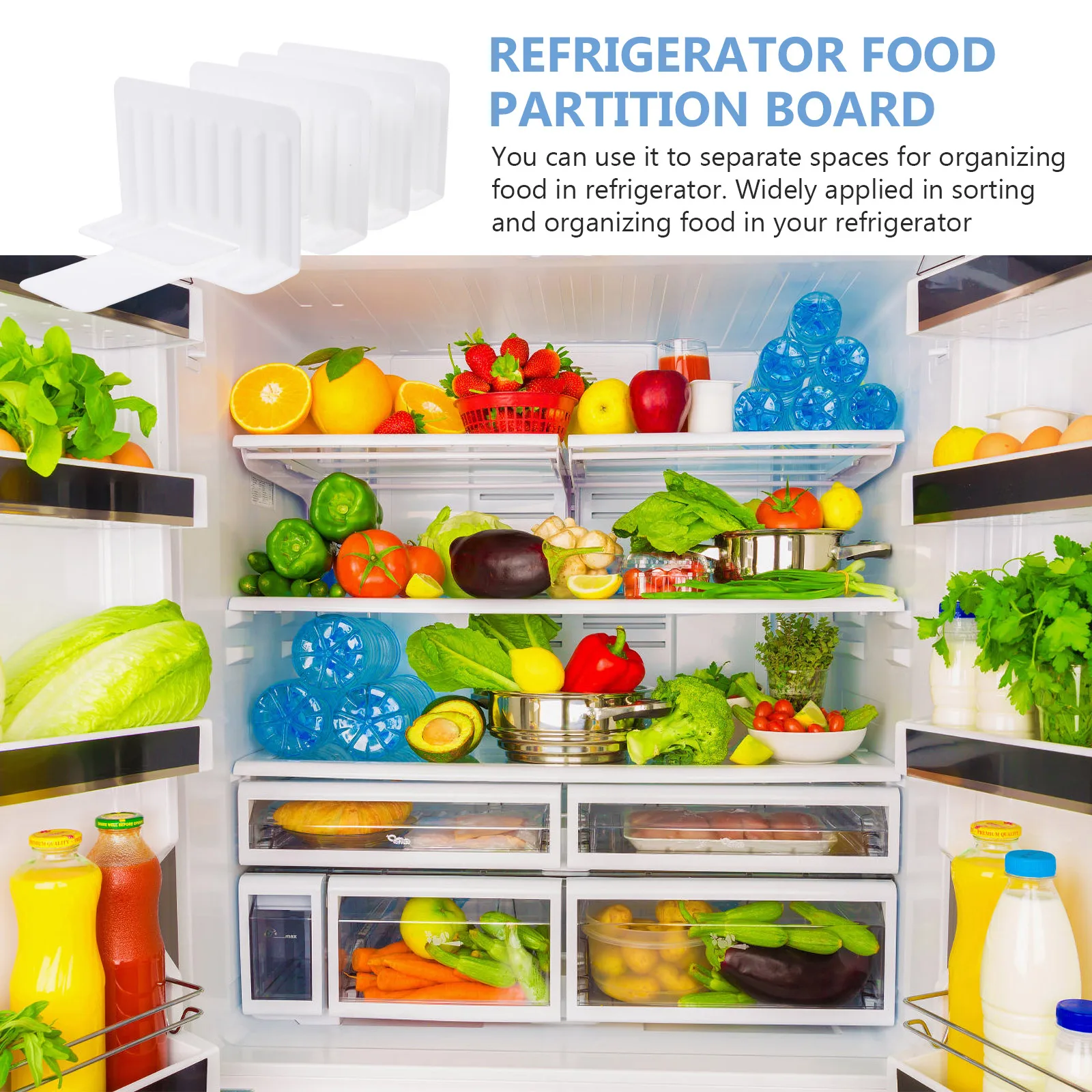 

4Pcs Drawer Divider Premium Plastic Adjustable Refrigerator Food Organizer for Kitchen Storage Space Efficient Sundries