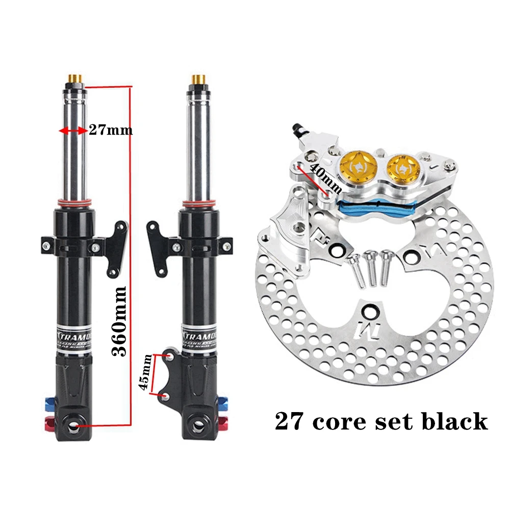 27-360mm/31-390mm Motorcycle Front Fork Shock Absorber 220 Disc Brake Set For Ninebot C90/E80C/E200P/N70C/N85c/ E-scooter Modify