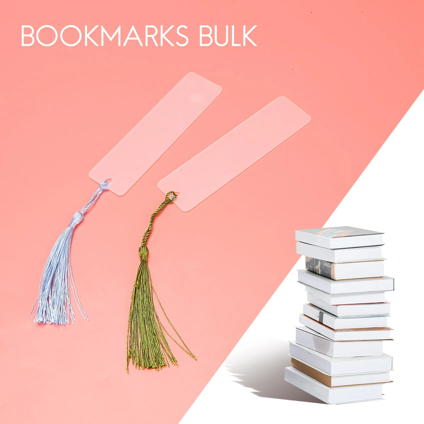 30 Pieces Blank Acrylic Bookmark Acrylic DIY Bookmark Unfinished Acrylic Book Markers Ornaments and 30 Colorful Tassels