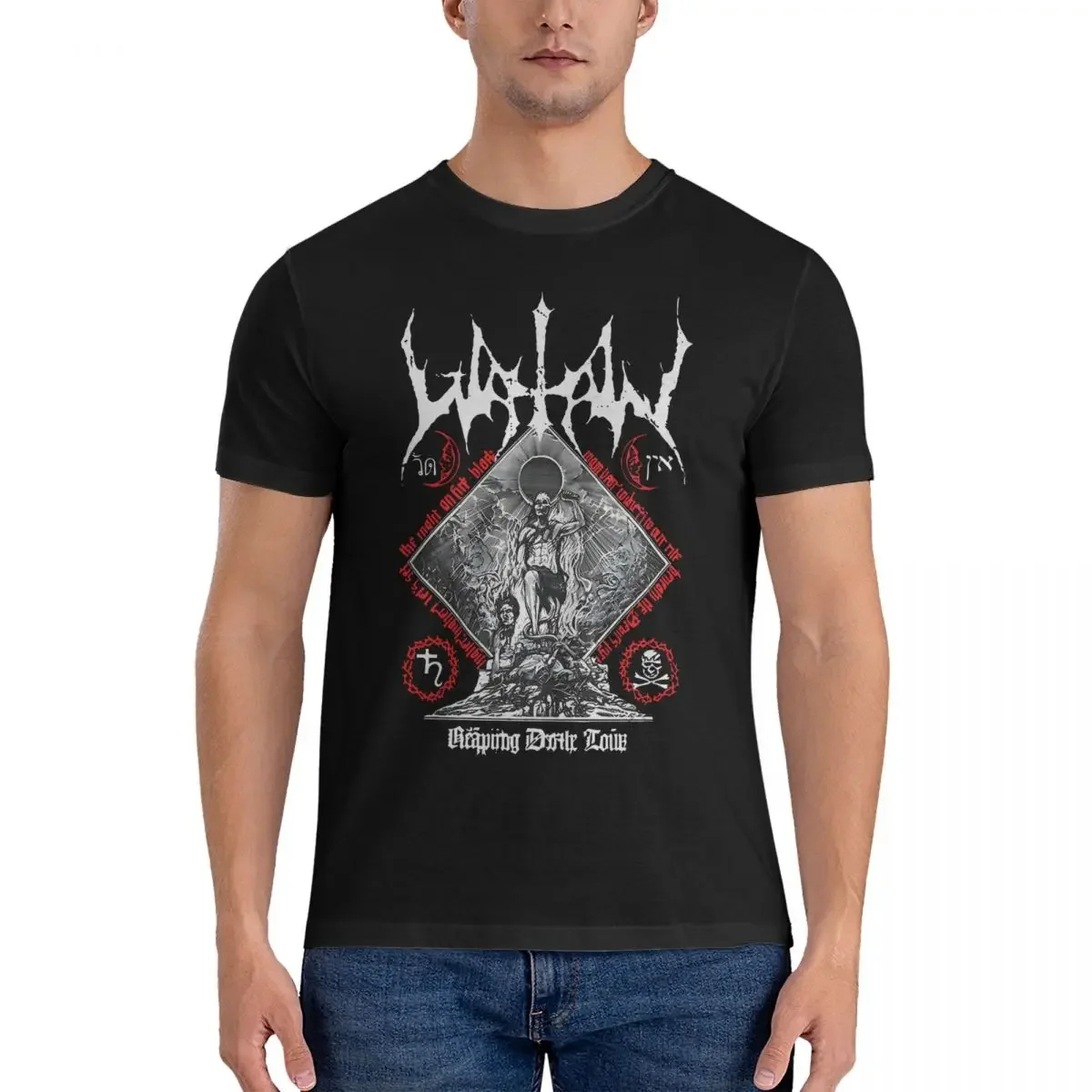 Men's REAPING DEATH TOUR T Shirt Watain 100% Cotton Clothing Novelty Short Sleeve Crewneck Tees Summer T-Shirts