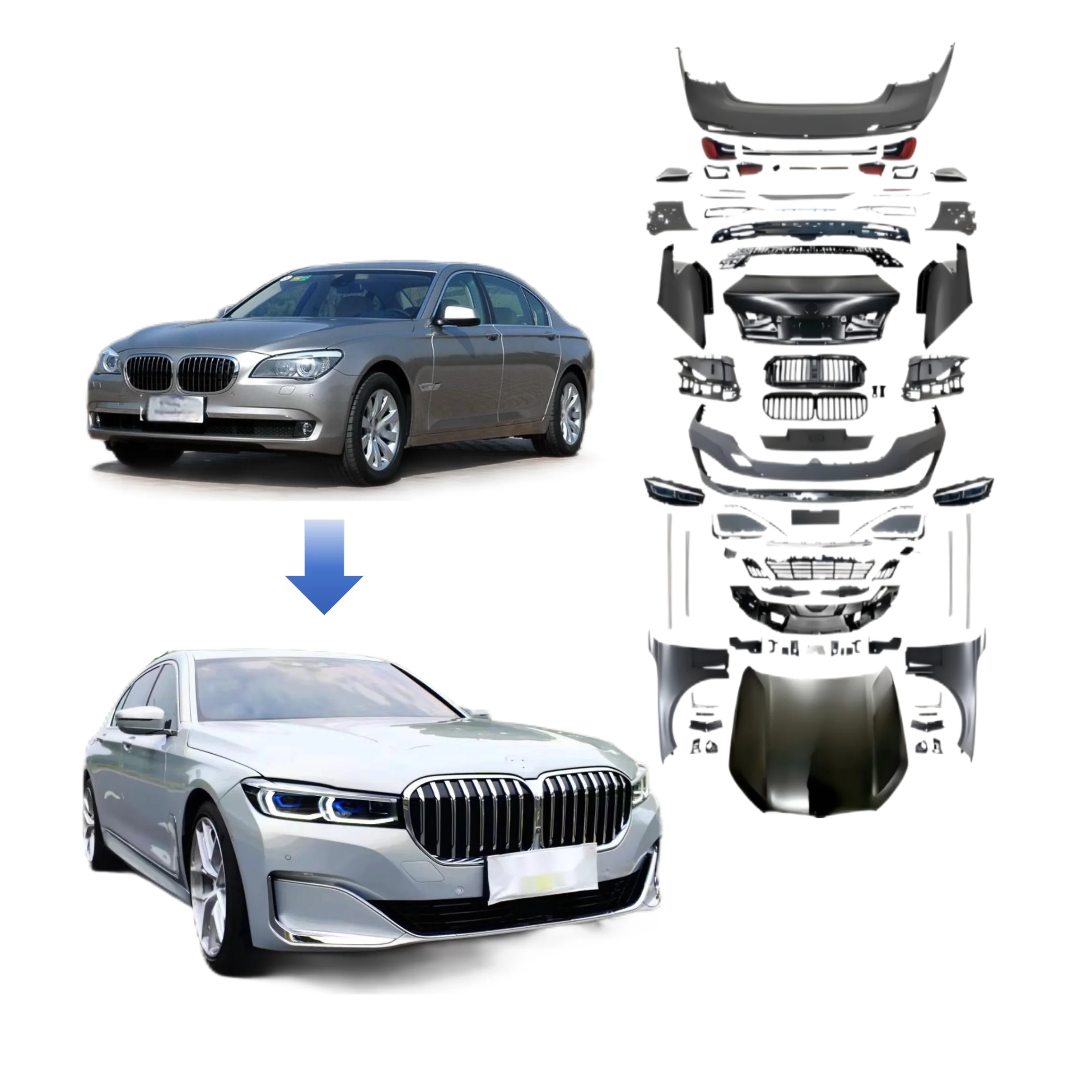 2025 New Design for BMW 7series Bodykit F01/F02 2008-2015 Upgrade to 2023 G11 G12  Sedan Luxury Executive 1:1 Fenders Headlights