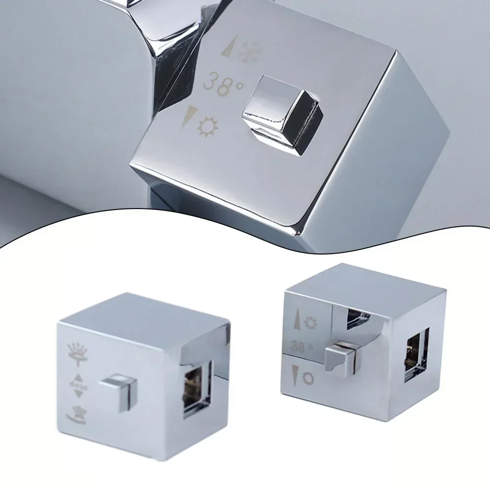 1 Pair Square Shower Temperature Control Handle Knob Chrome Thermostatic Handle Handwheels On Both Sides With 20 Teeth