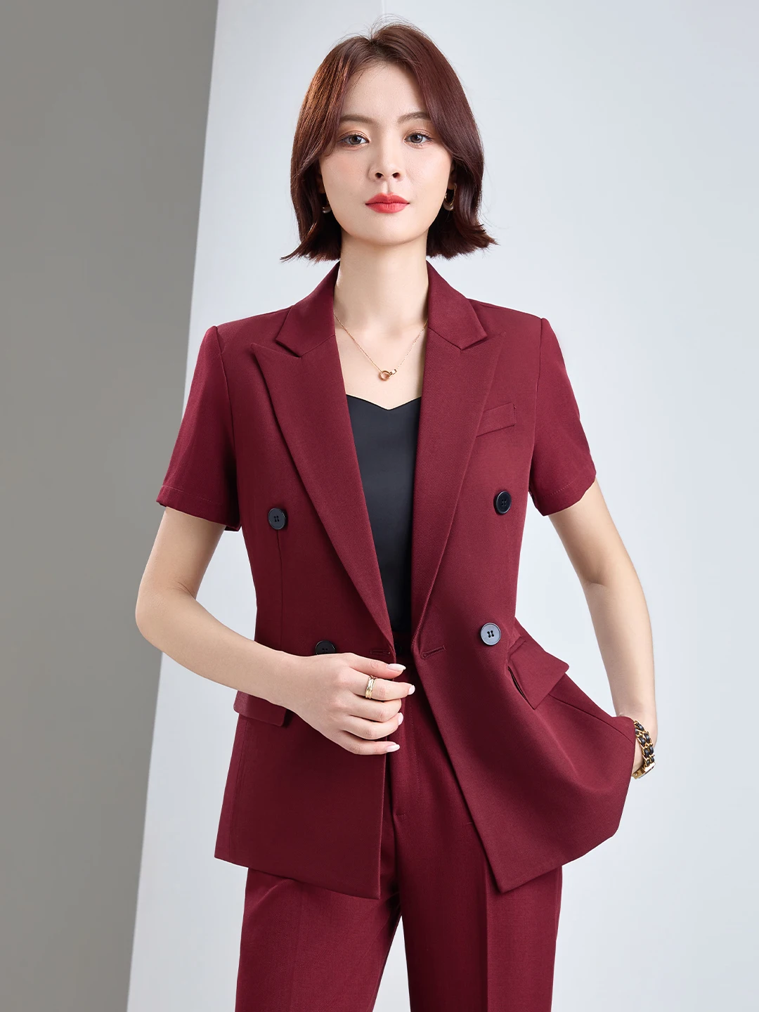 Milk White Professional Suit Set Women's Summer 2026 New Small Size Interview Short Sleeve Formal Ladies Workwear