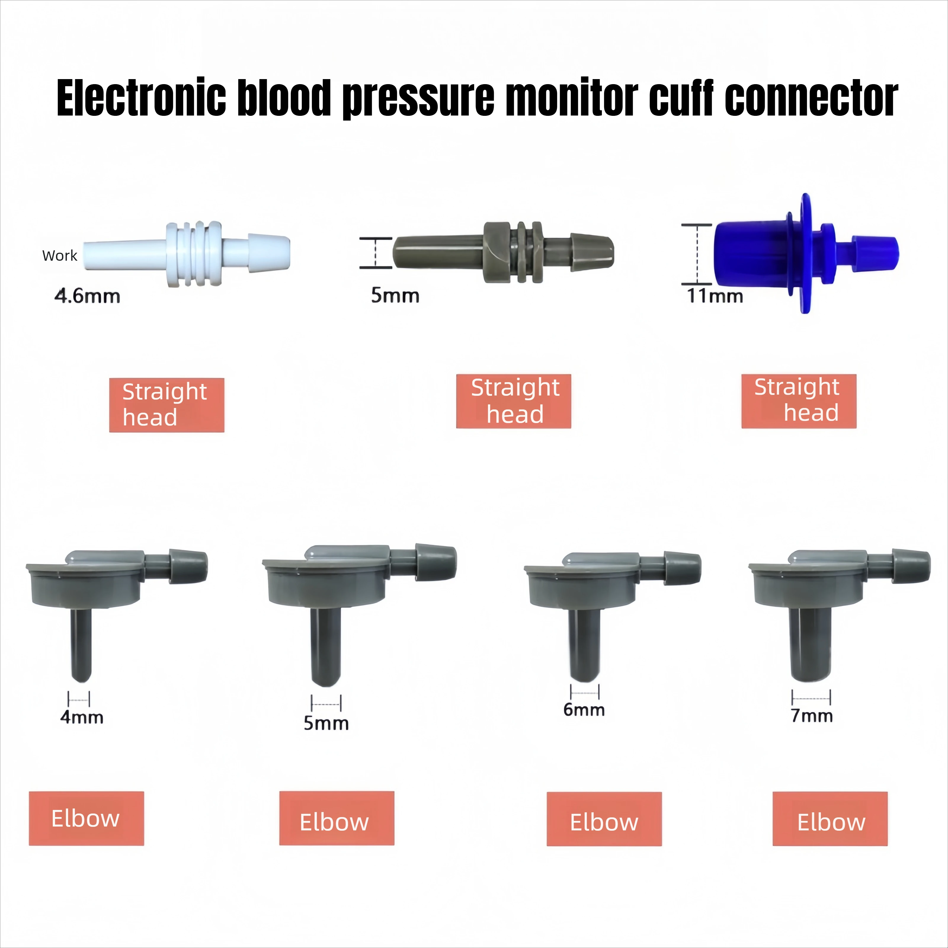 2Pcs Universal Blood Pressure Cuff Connector Air Hose Tube Adapter for Digital Monitor Tonometer Replacement Parts Wholesale