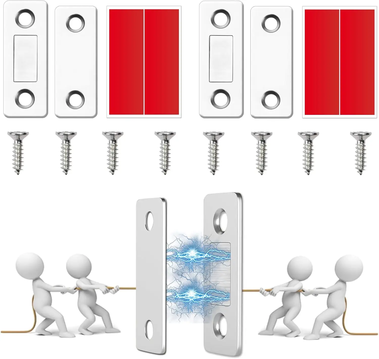 Ultra Thin Magnetic Door Catch, Magnetic Cabinet Latch, Strong Cabinet Door Magnets for Closure, Closets, Drawers, and Furniture