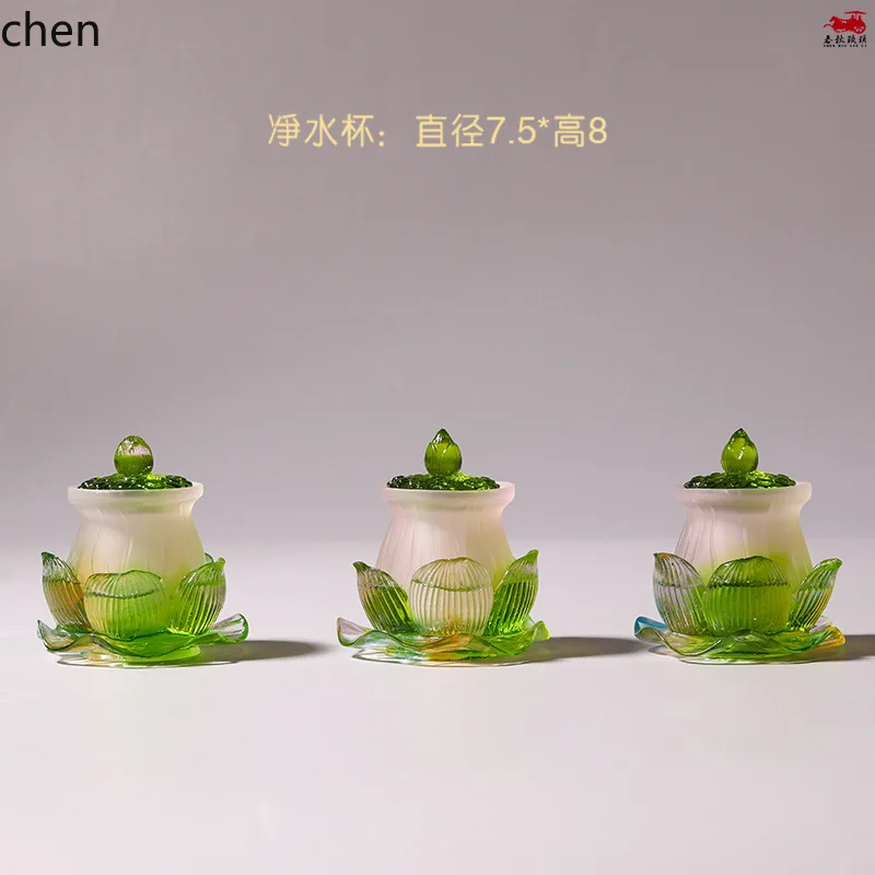Zml qinglian buddhist utensils suit vase offering plate  burner buddhist hall guanyin offering buddha household lotus ornaments