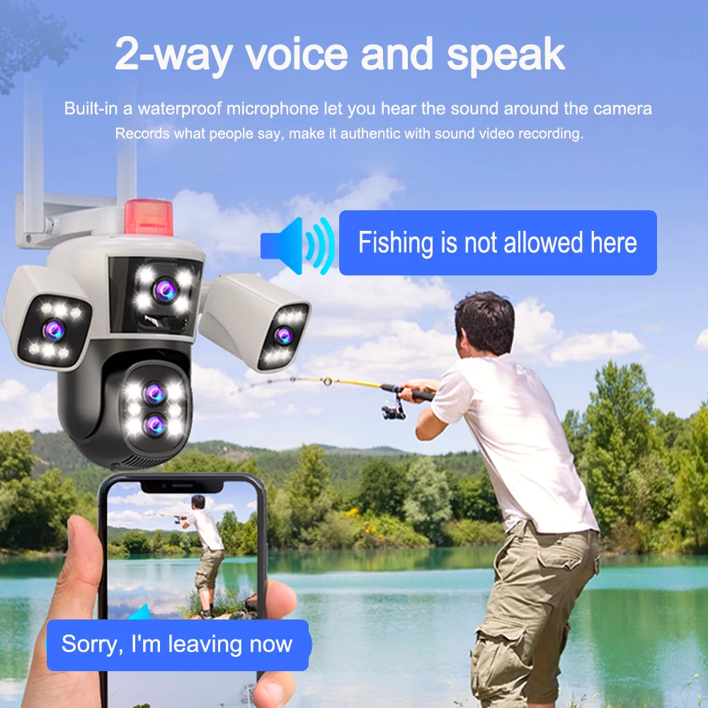 DIFANG Camera Security WiFi Camera 8K 16MP Outdoor Video Surveillance Camera Optics 10X Zoom Four Lens PTZ Video Cam CCTV