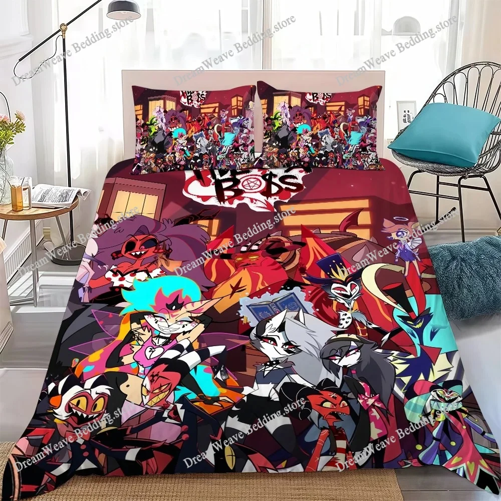 Cartoon H-Helluva Boss Cool Duvet Cover Set Home Style Bedding Soft Laundry Cotton Bed Student Dormitory Gift 3