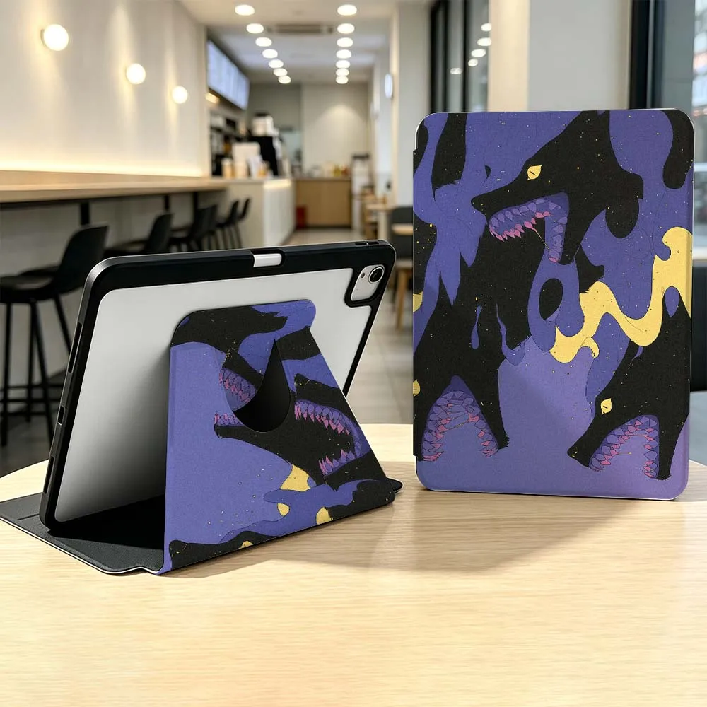 Anime Cartoon Wolf For Samsung Galaxy Tab A7 A8 A9 A11 S6 S7 S8 S9 S10 S11 FE Plus 360° Rotation Pen slot Tablet Case