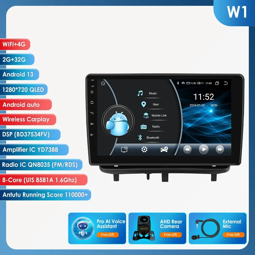 2din 9 "Android 12 Autoradio Voor Opel Corsa D 2007-2012 Hatchback Van Auto Multimedia Radio Speler Navi Gps Carplay Autoradio