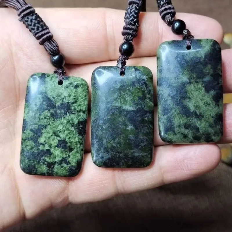 Natural Hidden Jade Medicine King Stone Snake Pattern Jade Peace Buckle No Event Peace Pendant Olive Green Ink Jade Pendant