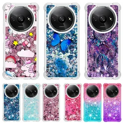 Redmi A3 Case For Xiaomi Redmi A3 Cover Painted Pattern Glitter Quicksand Liquid Cover on for Xiomi RedmiA3 A 3 Phone Case Funda