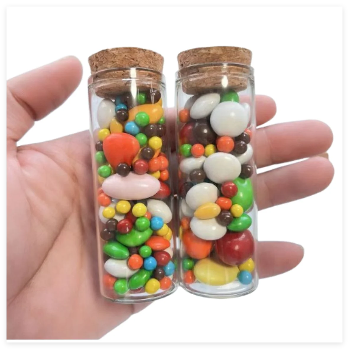 24 Pcs 40ml Dragee Glass Bottle 26*30*80mm Small Glass Jars Spicy Storage Glass Container Vials Wedding Dragee Bottles Cork