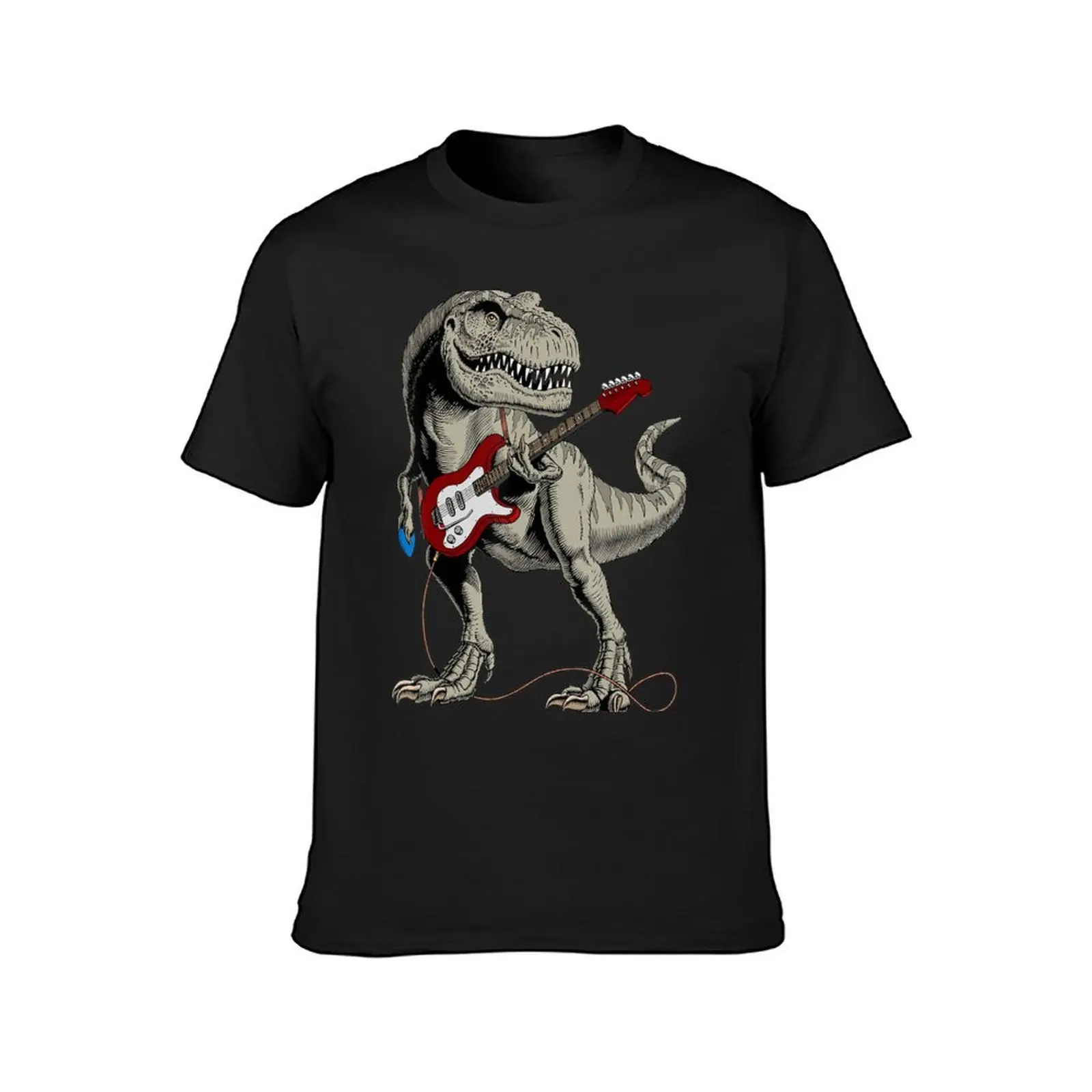 Dinosaur Trex Playing Bass Guitar T-Shirt plus size tops plain sports fans heavyweight t shirts for men