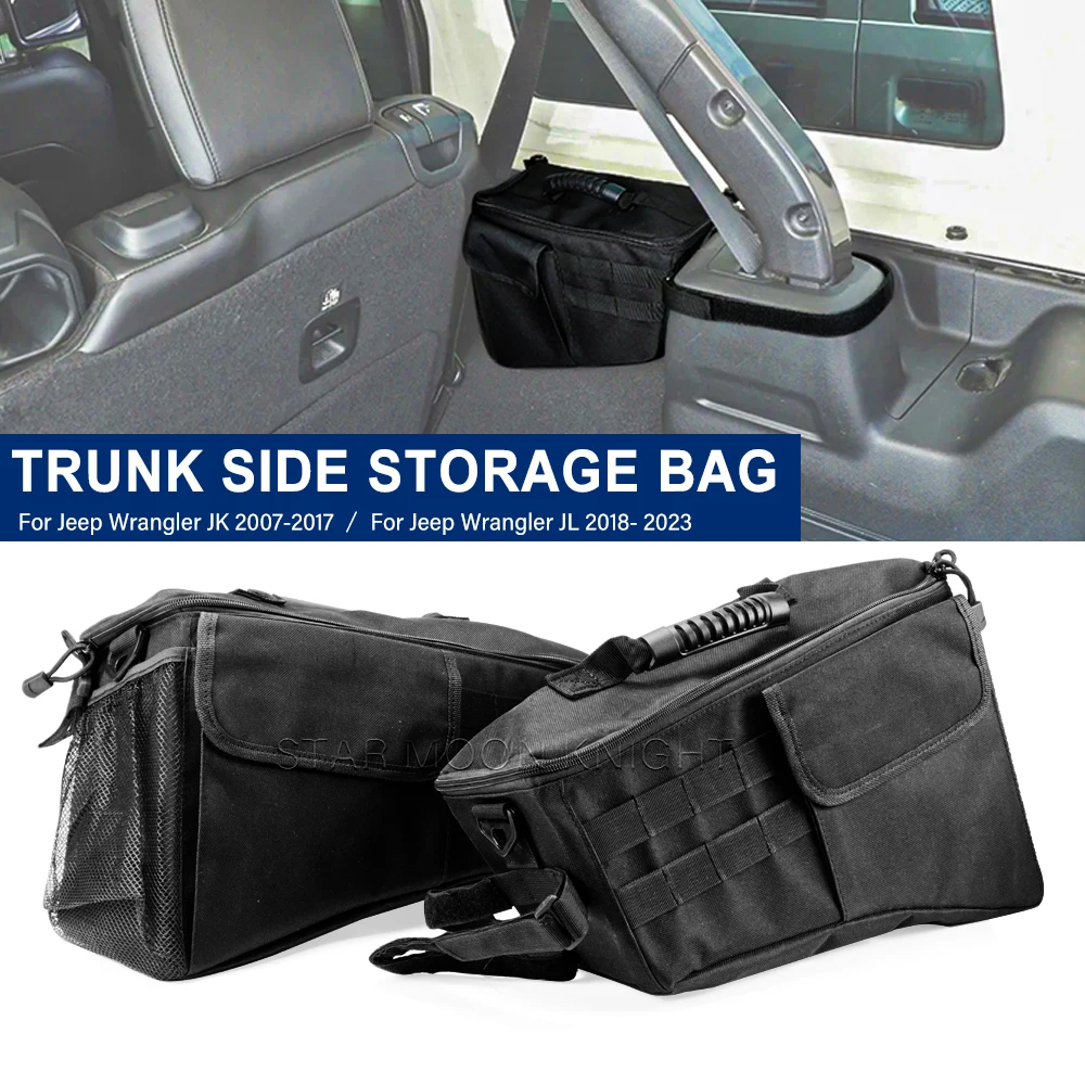 

For Jeep Wrangler JK 2007-2017 JL 2018- 2023 4-Doors Car Trunk Cargo Storage Bag Organizer Stowing Tidying Interior Accessories