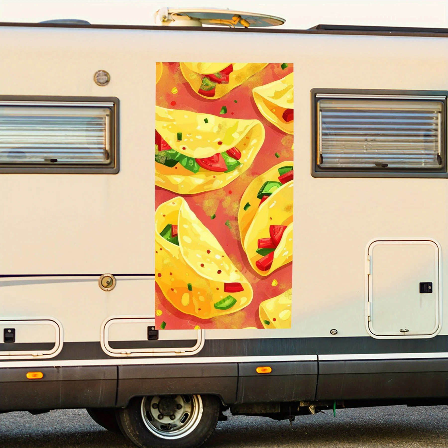 

Красочная автомобильная наклейка Tacos Feast, виниловая наклейка на сторону моторики дома, водонепроницаемая самоклеящаяся виниловая наклейка на сторону o