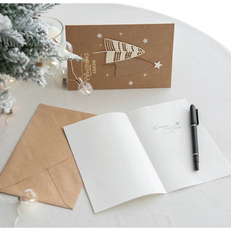 Hot stamping blank Christmas greeting card blessing message with envelope Christmas gift card Christmas Eve note