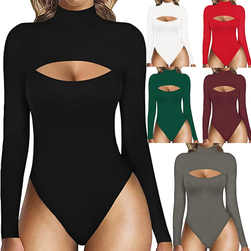 

Sensational Bodysuit Front Cutout Longline Bodysuit Slimming Sculpting Tight Bodysuit European American Evening Jumpsuit