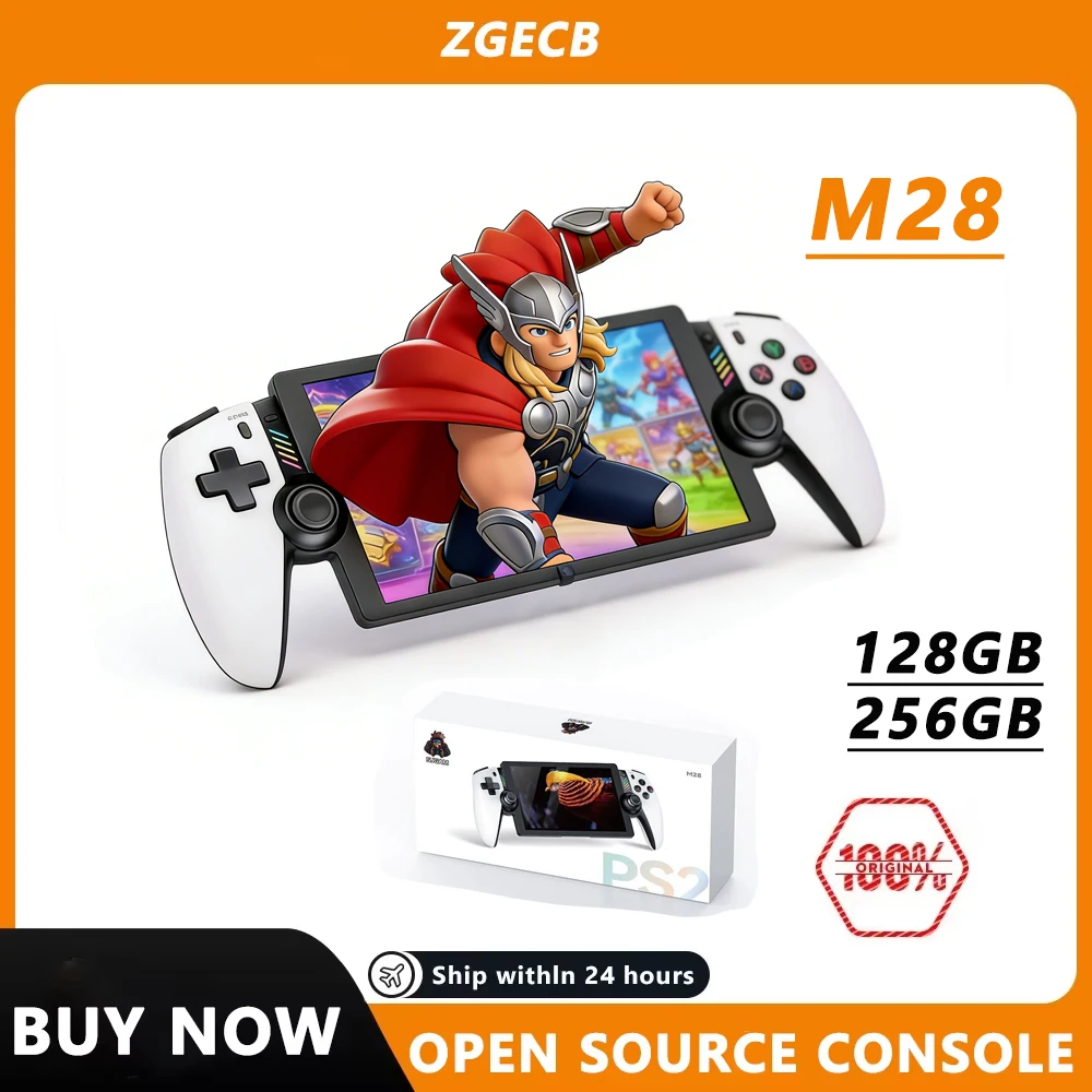 FLLAPT M28 Handheld Game Console 7.1 Inch IPS Screen Supports Large-Scale PS2 Games, 3D Dual Joystick God of War 20000 Games