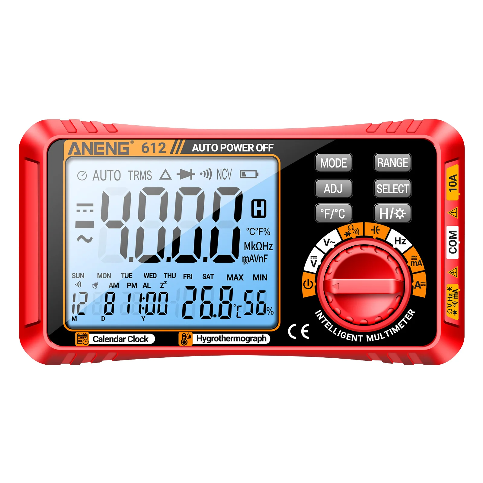ANENG 612 3 in 1 Digital Multimeter with Perpetual Calendar Temperature and Humidity Monitor Ammeter Voltmeter 4000 Count