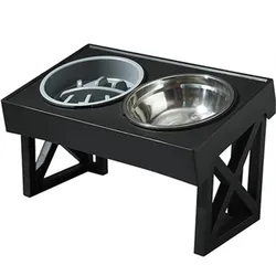 Elevated Dog Feeder Dogs Bowls Adjustable Raised Stand with Double Stainless Steel Food Water Bowls for Small Medium Large Dogs