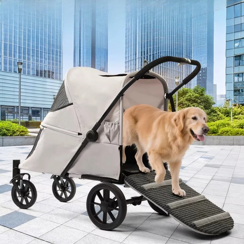 

Large pet trolley, light and foldable, one-click to close the car, breathable and visible when going out