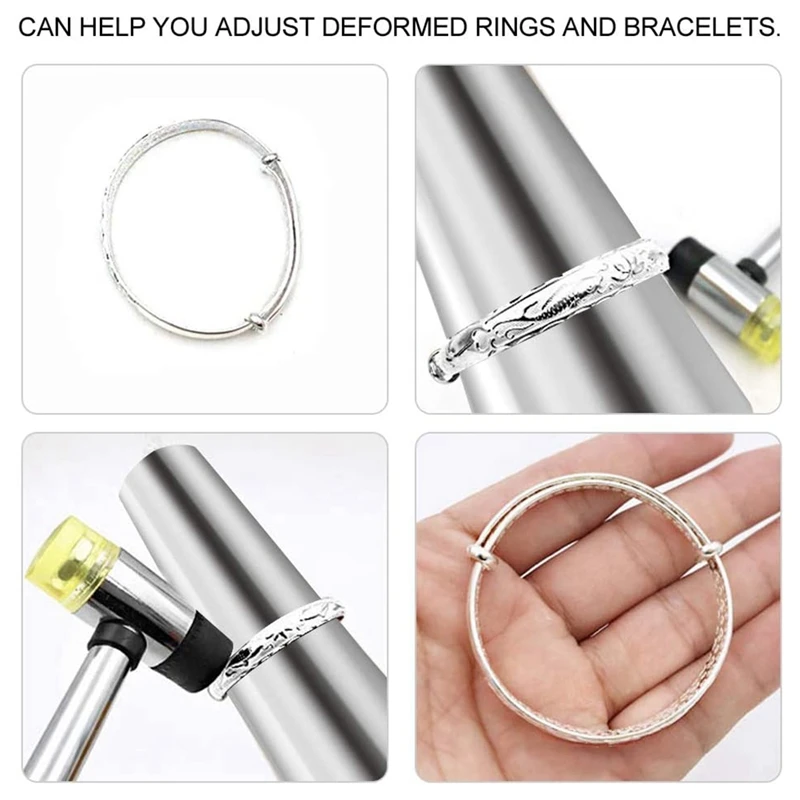 Top-Jewelry Making Tool Bracelet Mandrel Round Bracelet Mandrel Measuring Rubber Hammer Stainless Steel Jewel Making Tool