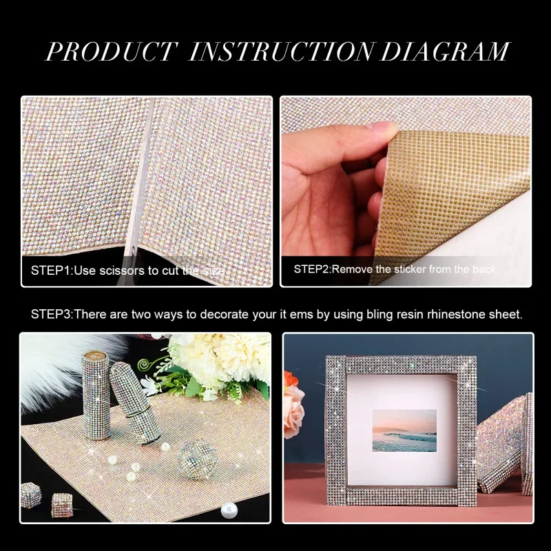 12x20/24x20 سنتيمتر ذاتية اللصق حجر الراين كريستال بريق ملصقات ورقة DIY بها بنفسك الماس لاصقة تزيين الهاتف سيارة تقليم ديكور مائي