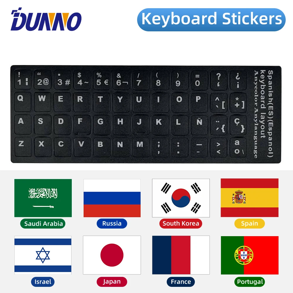 

Keyboard Stickers For Spanish Portuguese Arabic Russian Korean French Hebrew Japanese Laptop PC Desktop Letter Alphabet Layout