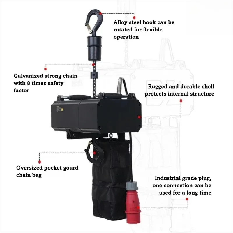 Industrial Stage Electric Hoist Truss Mounted Chain Lift System for Concert Theater and Entertainment Venue Applications