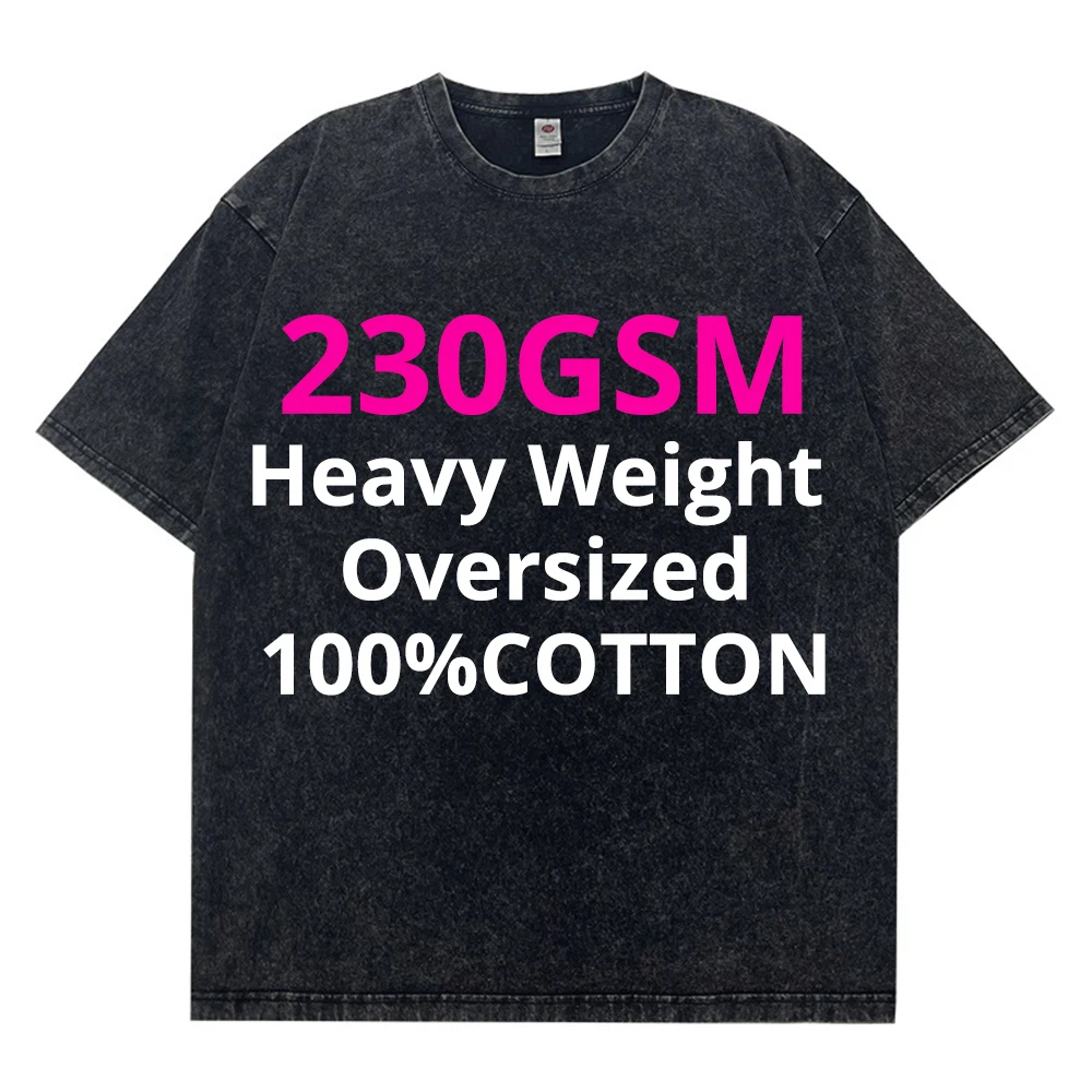 

Готовая к отправке винтажная футболка оверсайз с эффектом кислотной стирки, 230 г/м², 100% хлопок, уличный стиль, для мужчин