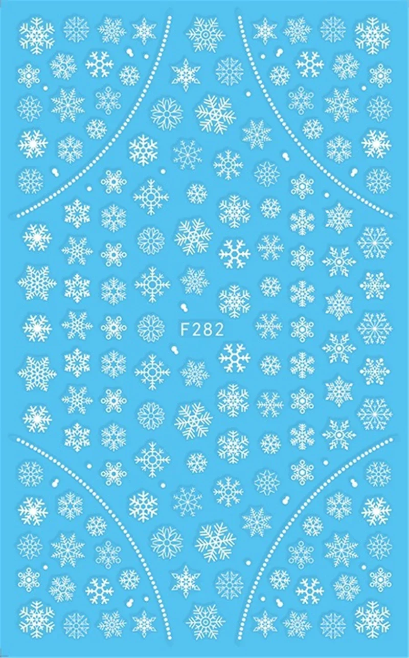 1 Tấm 3D Trắng Vàng Giáng Sinh Trượt Miếng Dán Móng Tay Đề Can Bông Tuyết Năm Mới Keo Lá Cho Móng Tay Làm Đẹp Trang Trí Dán