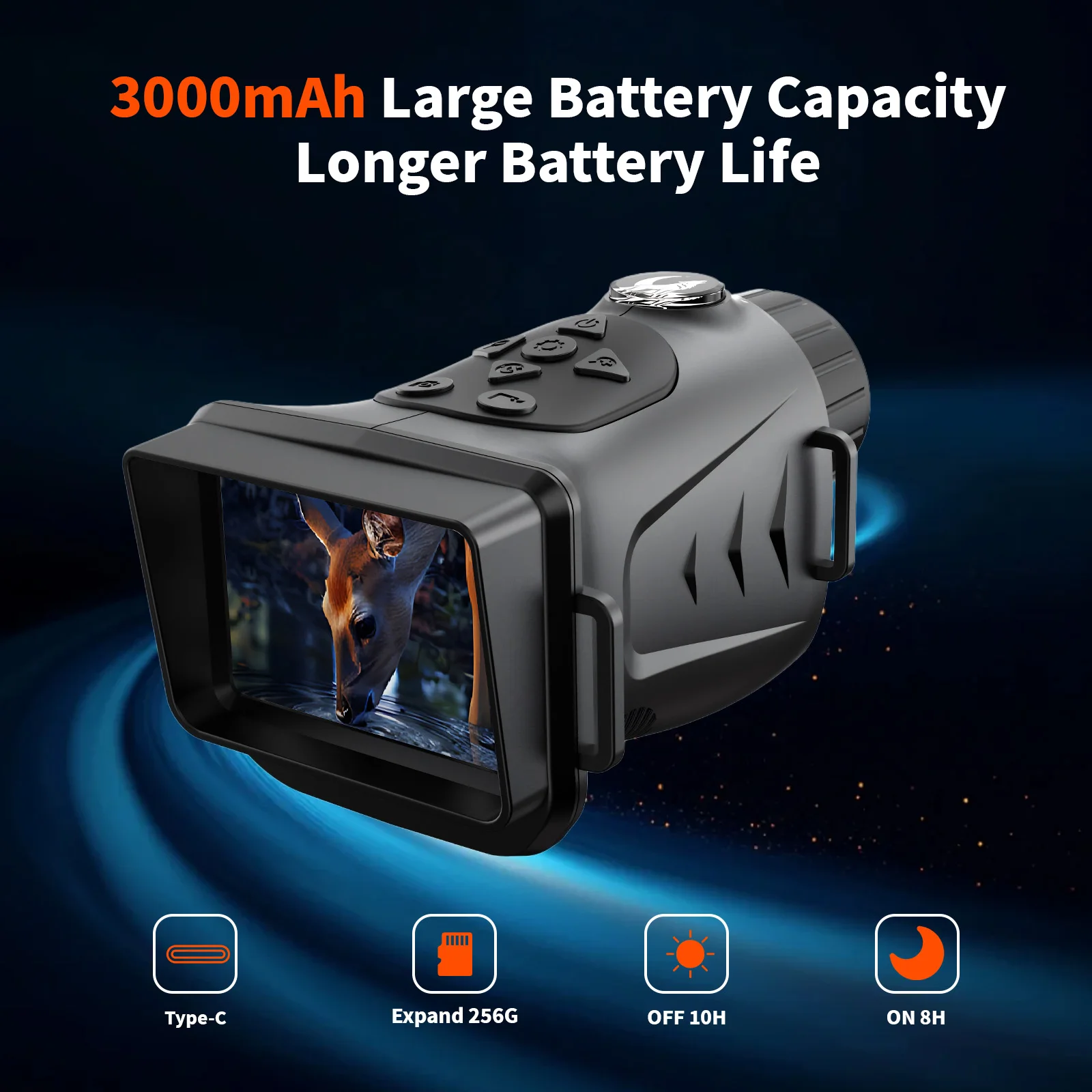 4K Low Light Full Color Night Vision Handheld Telescope, 2.8 Inch Screen, 18X Zoom, Uhd 66MP, 3000mAh Battery, Suitable For Shooting Color Videos/Photos During Camping, Perfect Gift For Outdoor Exploration And Night Observation