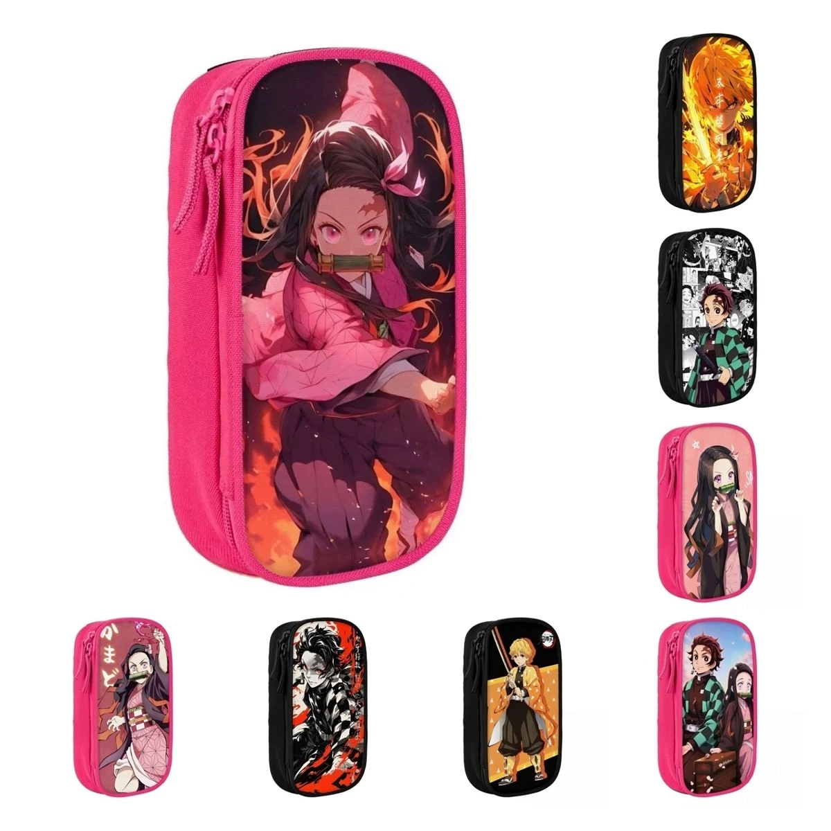 Demon Slayer Nezuko Kamado Anime Pencil Cases Pen Holder Bags Girl Boy Large Storage Office Zipper Pencilcases