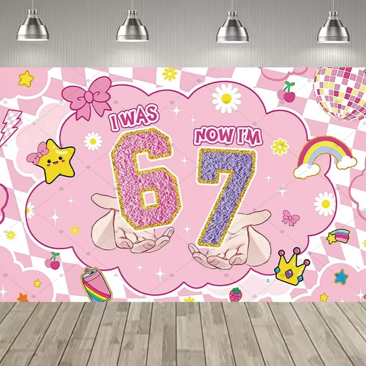 2D Flache Farbige Zahlen ICH BIN JETZT 6, WAR EHER 7 - Themen-Dekoration für Jungen- und Mädchen-Geburtstagsfeiern, Party-Hintergrund, Partyzubehör, Deko-Banner – Detail 12